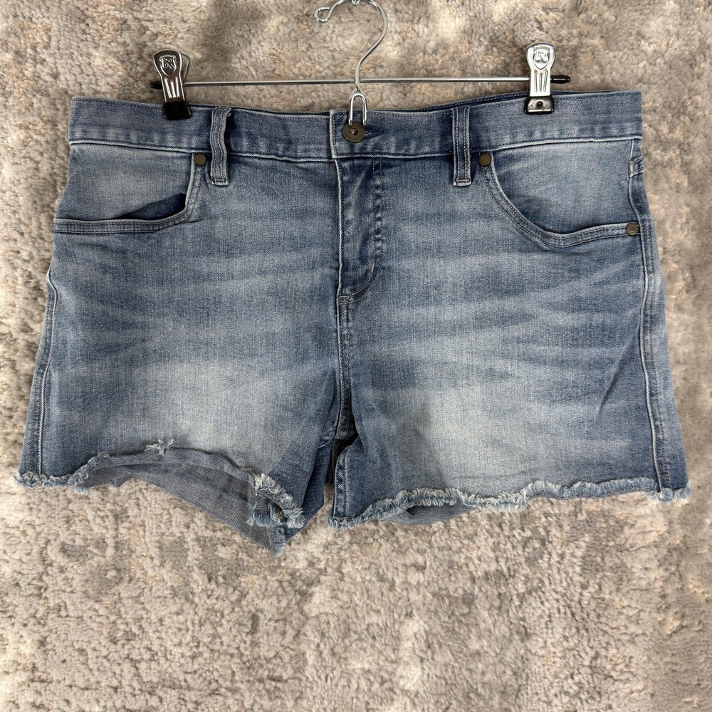 Carve Designs Size 12 Frayed Raw Hem Stretch Denim Jean Shorts Blue Womens